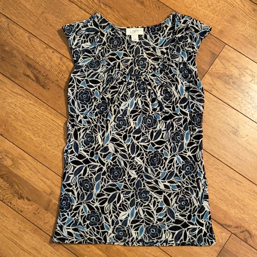 Sleeves Shell Tank Top w Flower Print